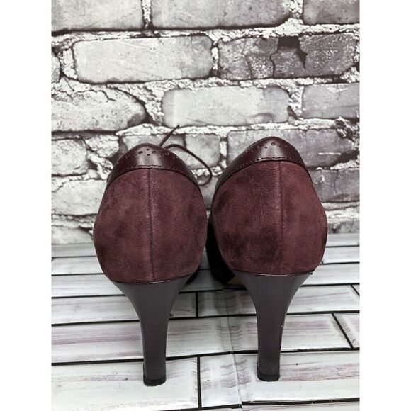 Clarks Artisan Purple Suede Leather Lace Up MaryJane Heels Women’s Sz 9M US/40EU - Picture 5 of 16